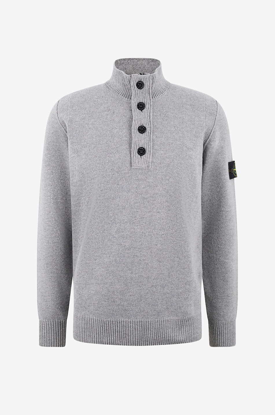 STONE ISLAND Pullover mit geknöpftem Stehkragen mit Zip 5100040 Lambswool Herren GRAU 1