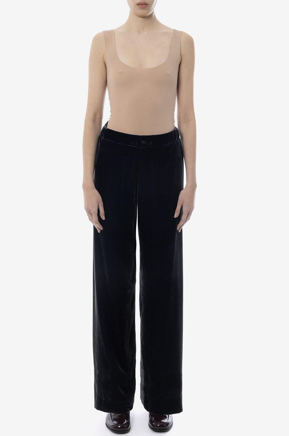 YC MILANO Weite Hose aus Samt mit elastischem Bund Damen DUNKELBLAU 3