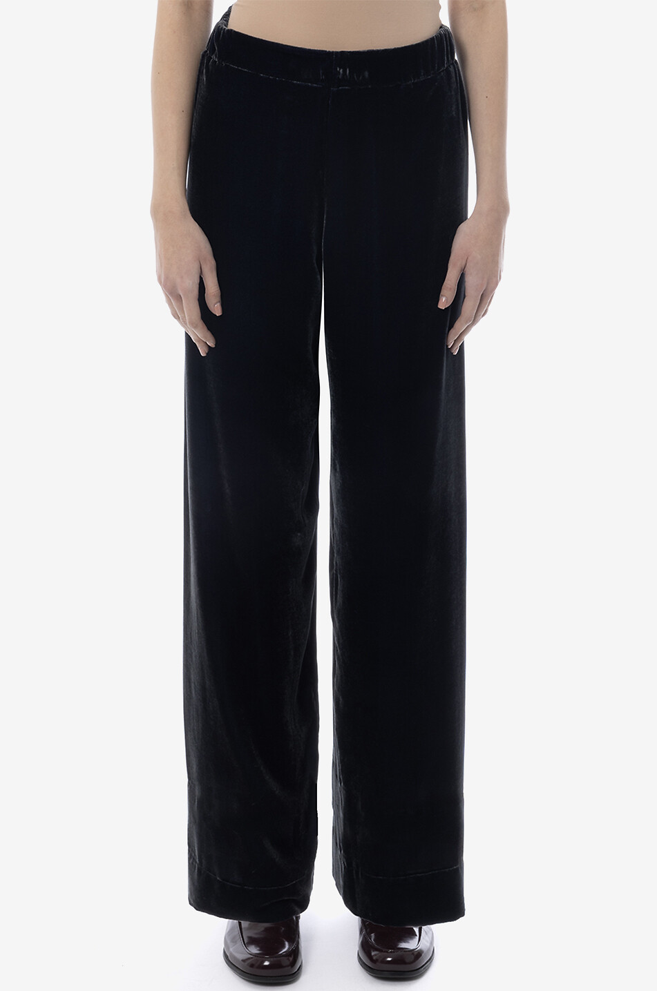 YC MILANO Weite Hose aus Samt mit elastischem Bund Damen DUNKELBLAU 4
