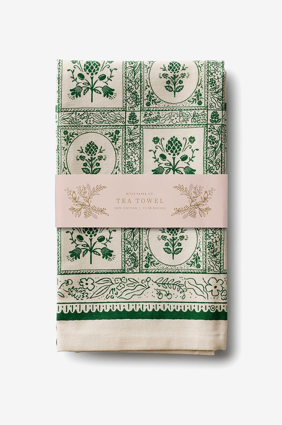 RIFLE PAPER & CO Torchon en coton imprimé artichaut Artichoke Maison VERT 2