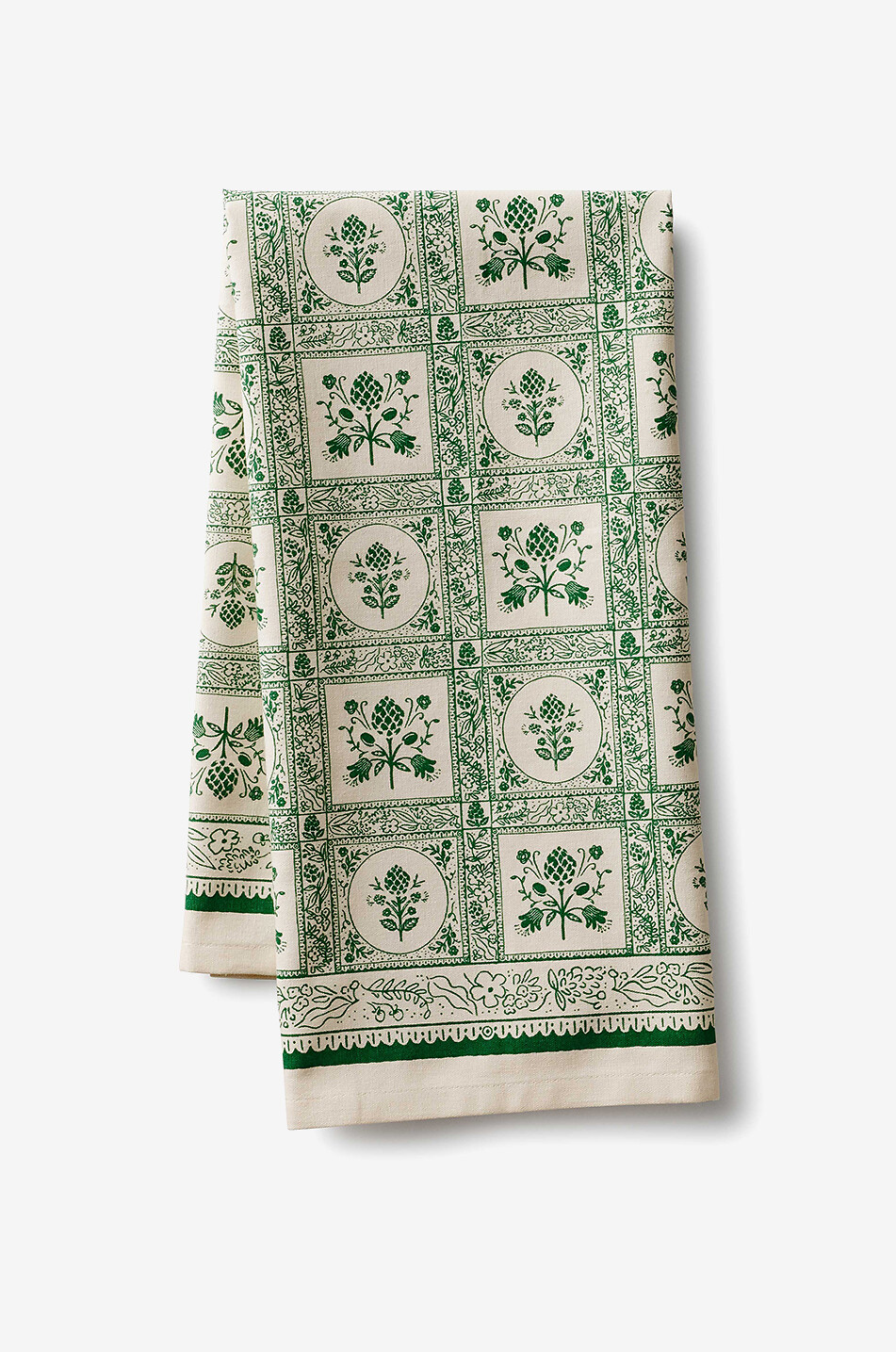 RIFLE PAPER & CO Torchon en coton imprimé artichaut Artichoke Maison VERT 3