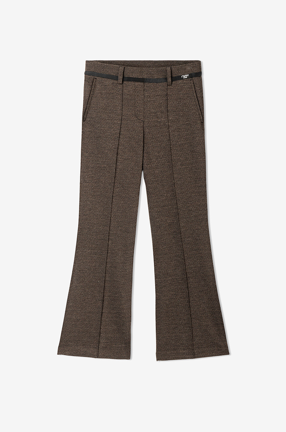 CAMBIO Pantalon cropped évasé en micro tweed Françoise Cropped Femme MARRON FONCÉ 1