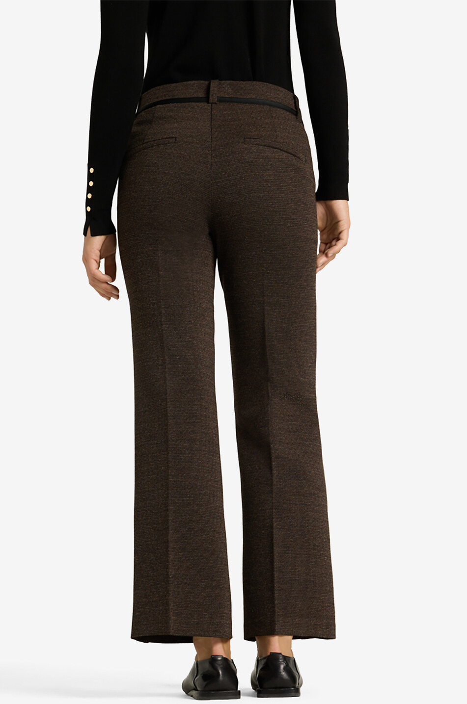 CAMBIO Pantalon cropped évasé en micro tweed Françoise Cropped Femme MARRON FONCÉ 4