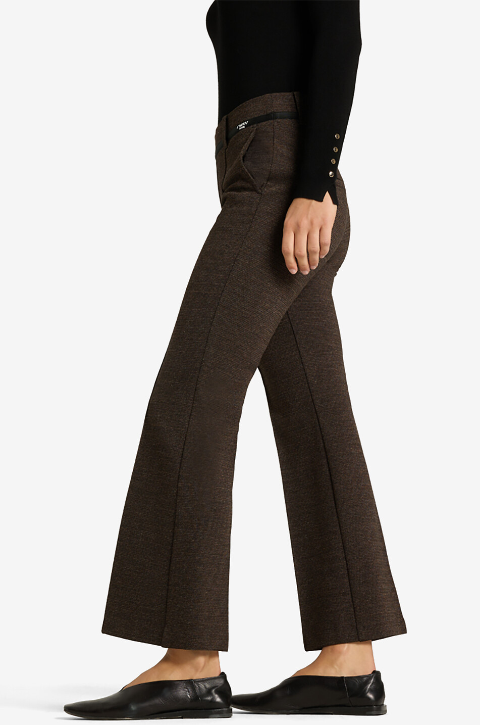 CAMBIO Pantalon cropped évasé en micro tweed Françoise Cropped Femme MARRON FONCÉ 5