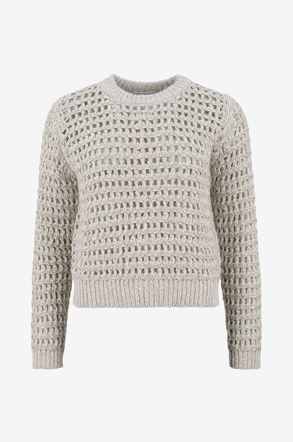 Pullover mit Rundhalsausschnitt aus Kaschmir-Woll-Ajour-Strick