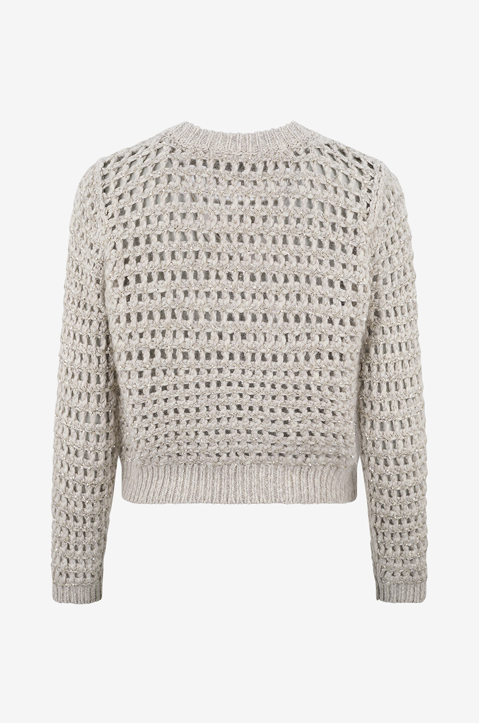 BRUNELLO CUCINELLI Pullover mit Rundhalsausschnitt aus Kaschmir-Woll-Ajour-Strick Damen HELLGRAU 2