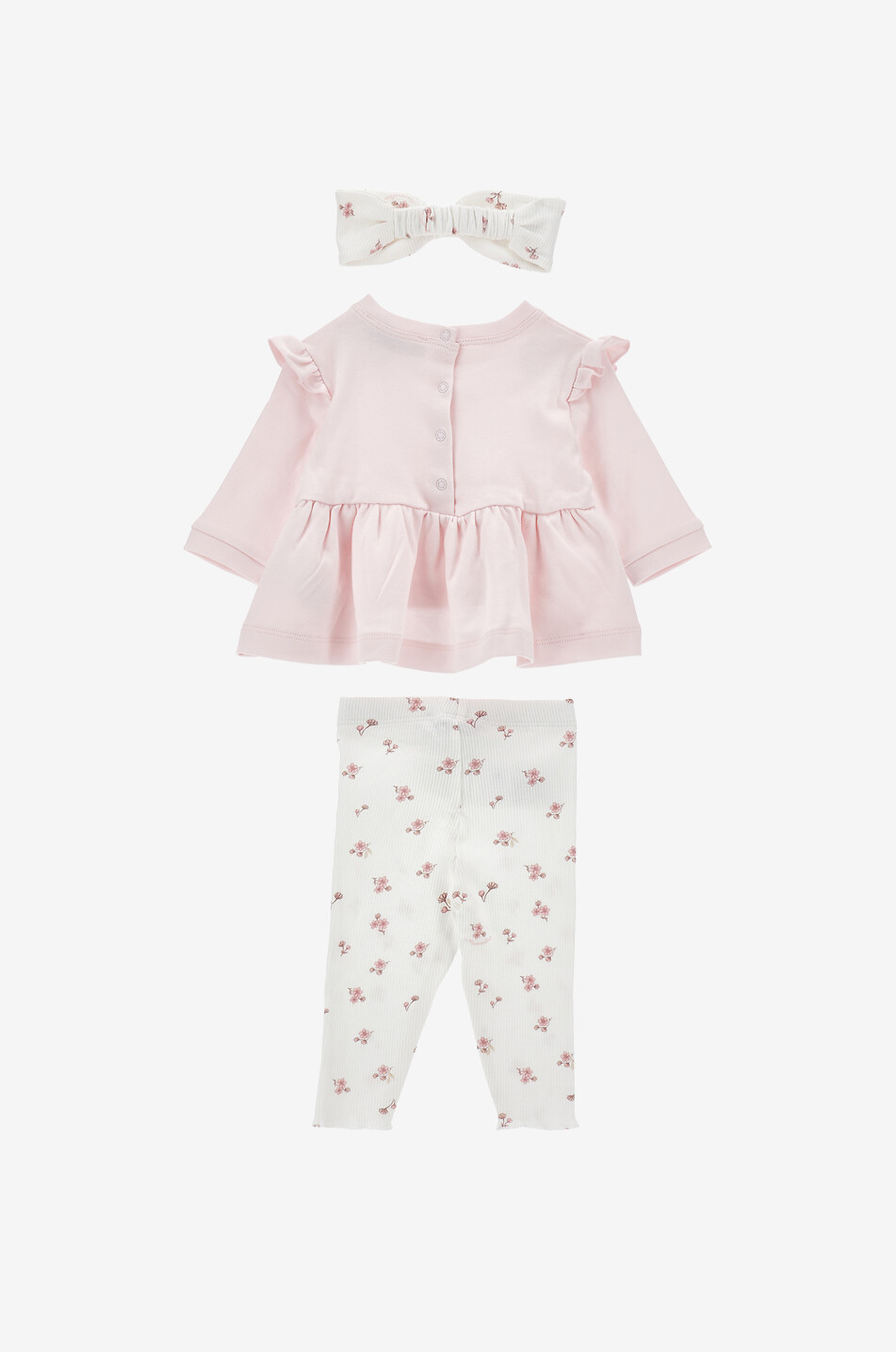 MONNALISA Fawn 3-piece cotton baby set Baby PINK 2