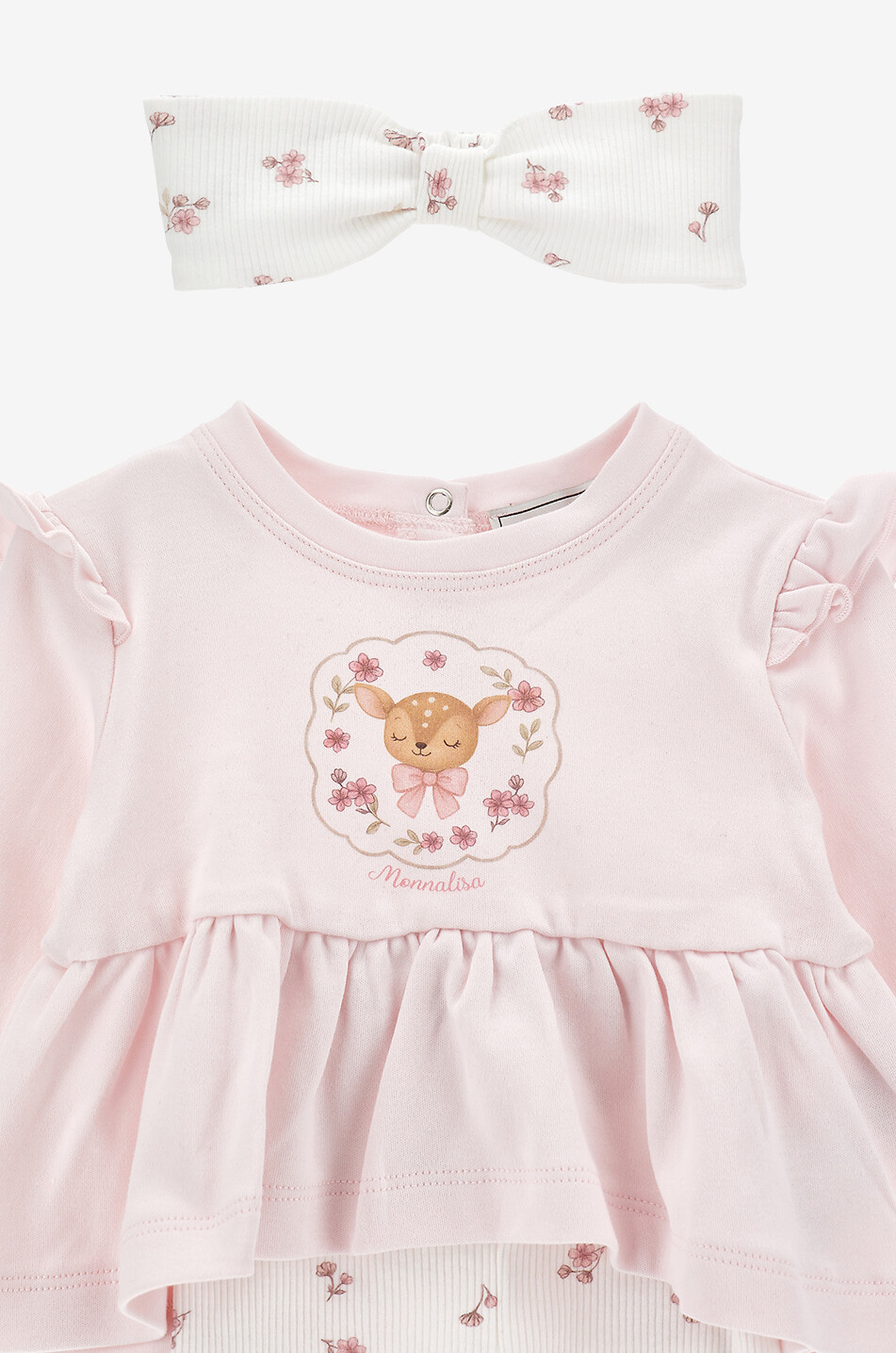 MONNALISA Fawn 3-piece cotton baby set Baby PINK 3