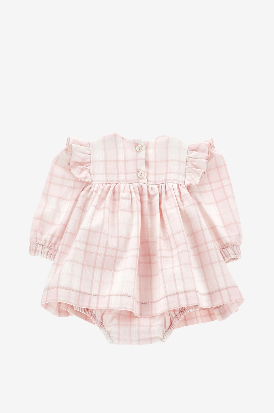 MONNALISA Checked cotton baby dress and bloomers with bows Baby PINK 2