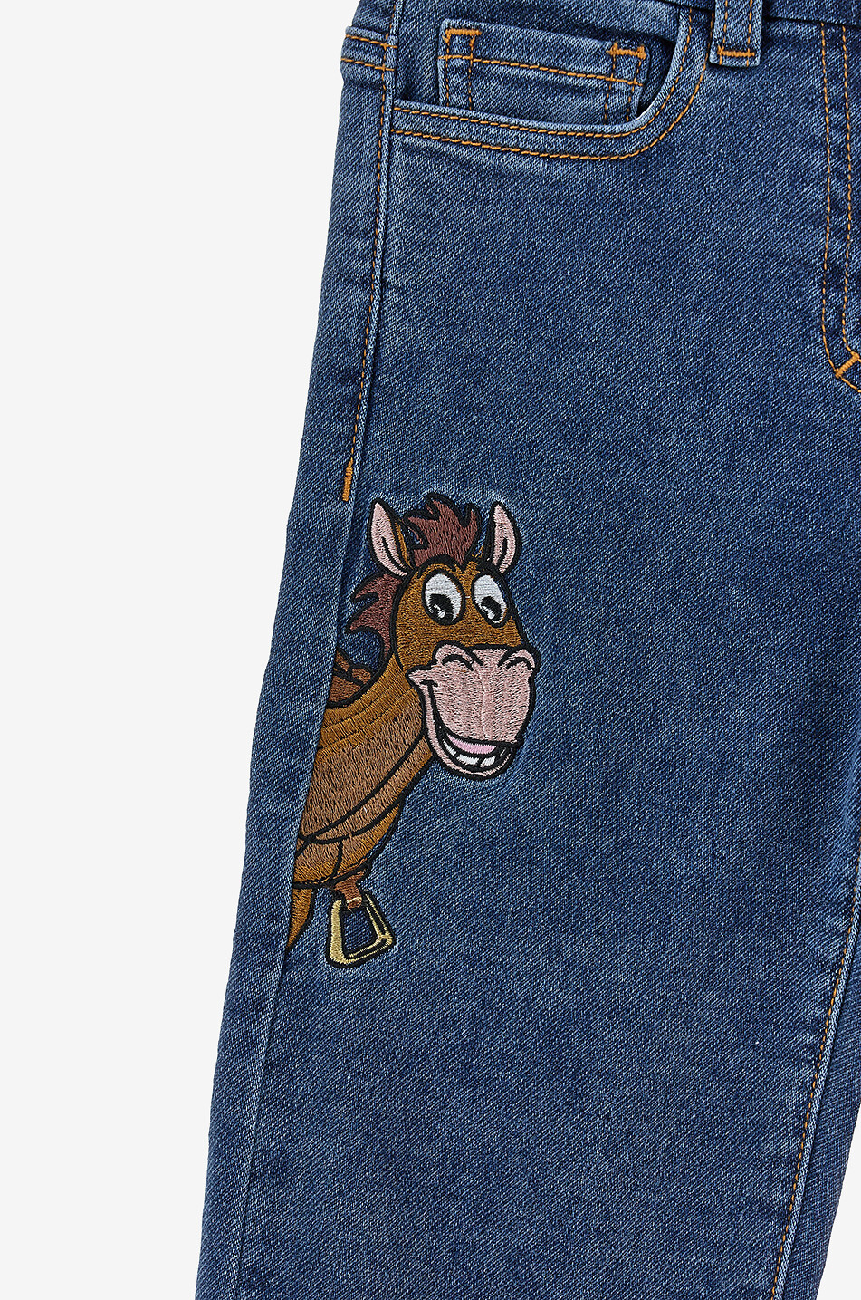 MONNALISA Jean droit brodé Toy Story en denim fille Fille BLEU 4