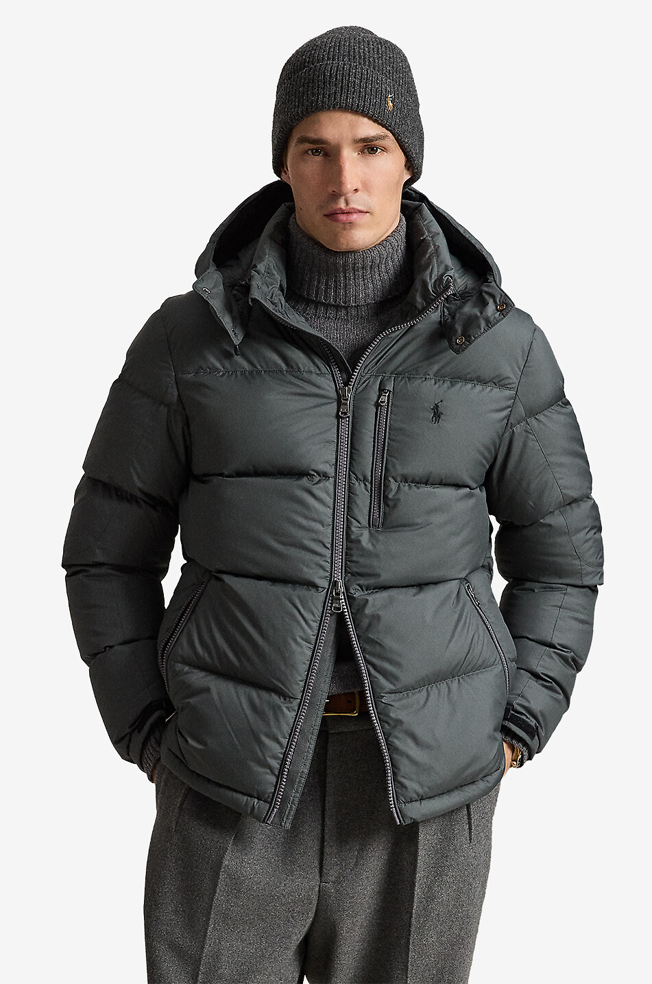 POLO RALPH LAUREN Kurze Stepp-Daunenjacke mit Kapuze The Gorham Herren DUNKELGRAU 2