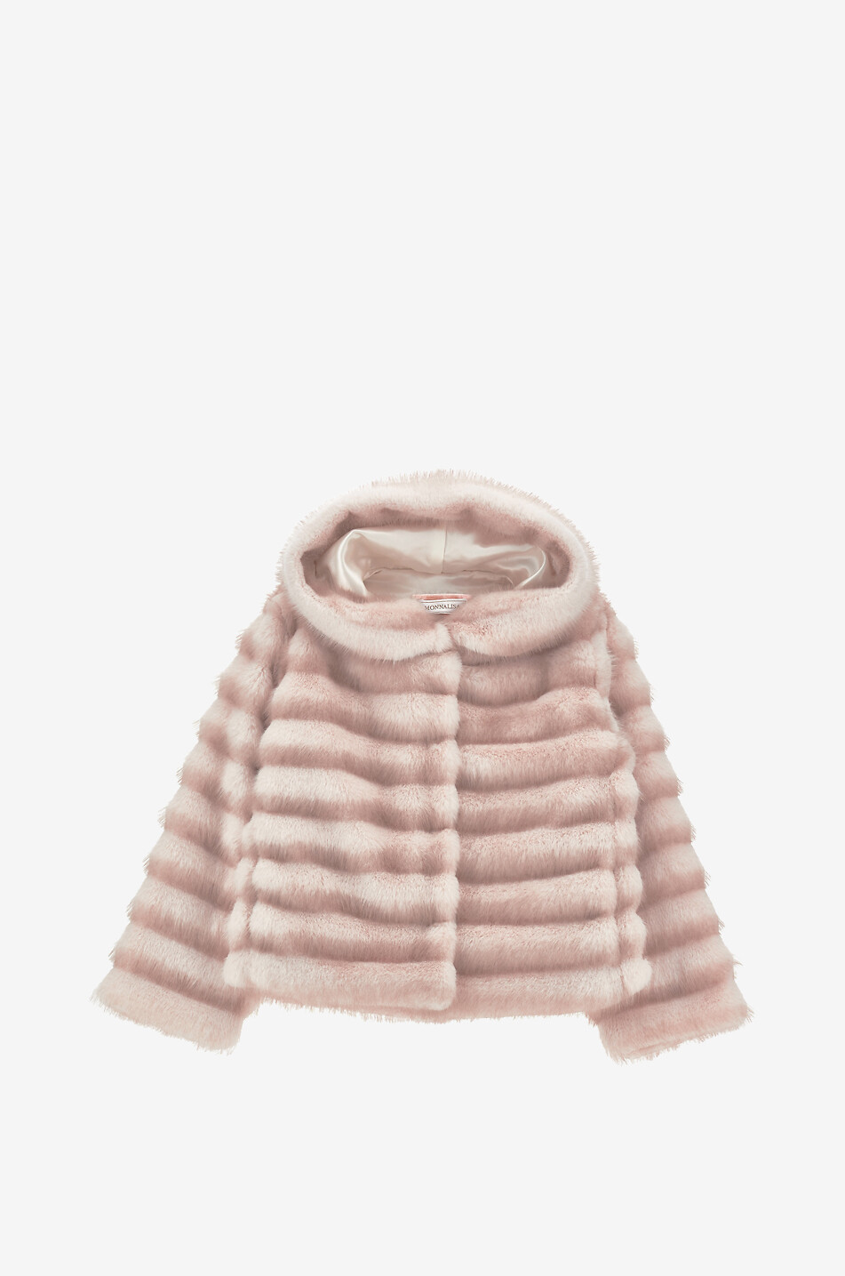 MONNALISA Girls' short hooded faux fur coat Girl PINK 1