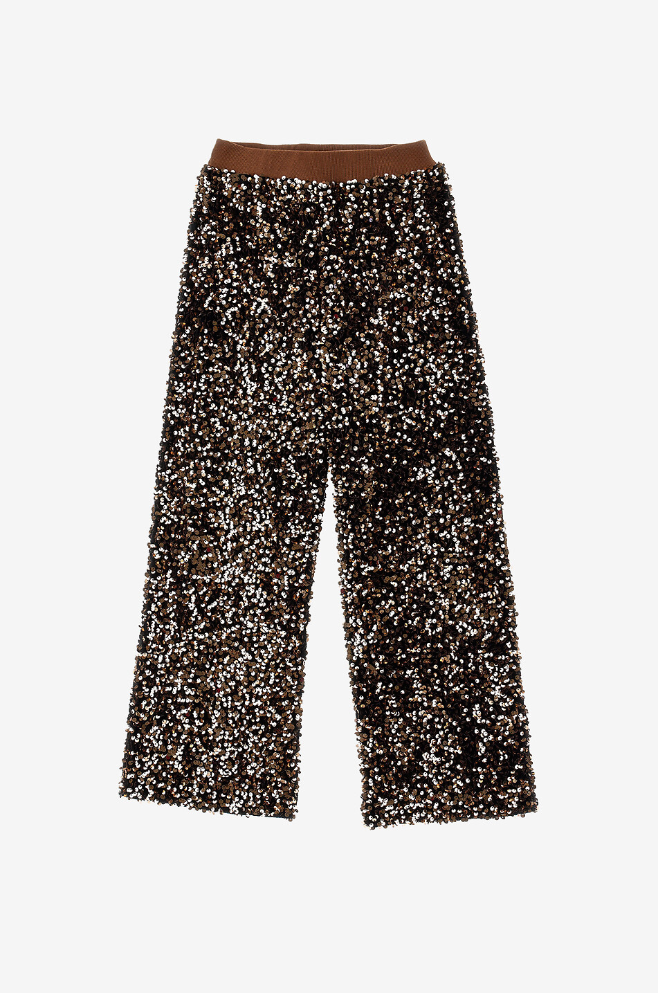 MONNALISA Sequins lined straight-leg girl's trousers Girl BROWN 1