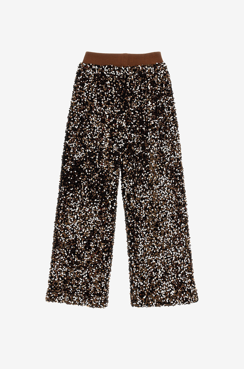 MONNALISA Sequins lined straight-leg girl's trousers Girl BROWN 2