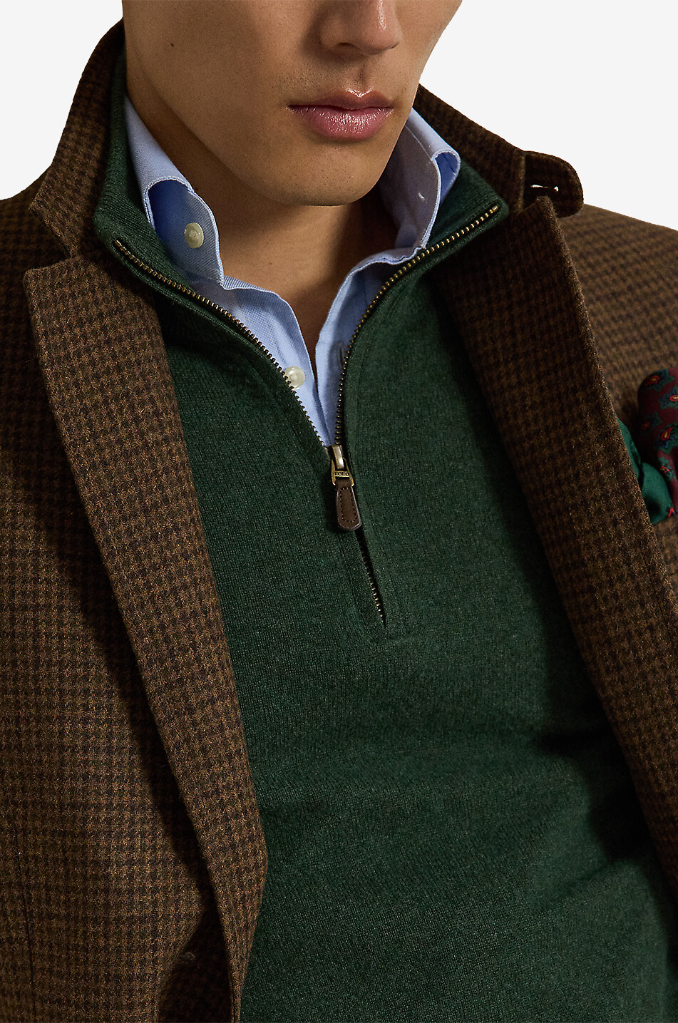 POLO RALPH LAUREN Pony half-zip stand-up collar wool jumper Men DARK GREEN 7