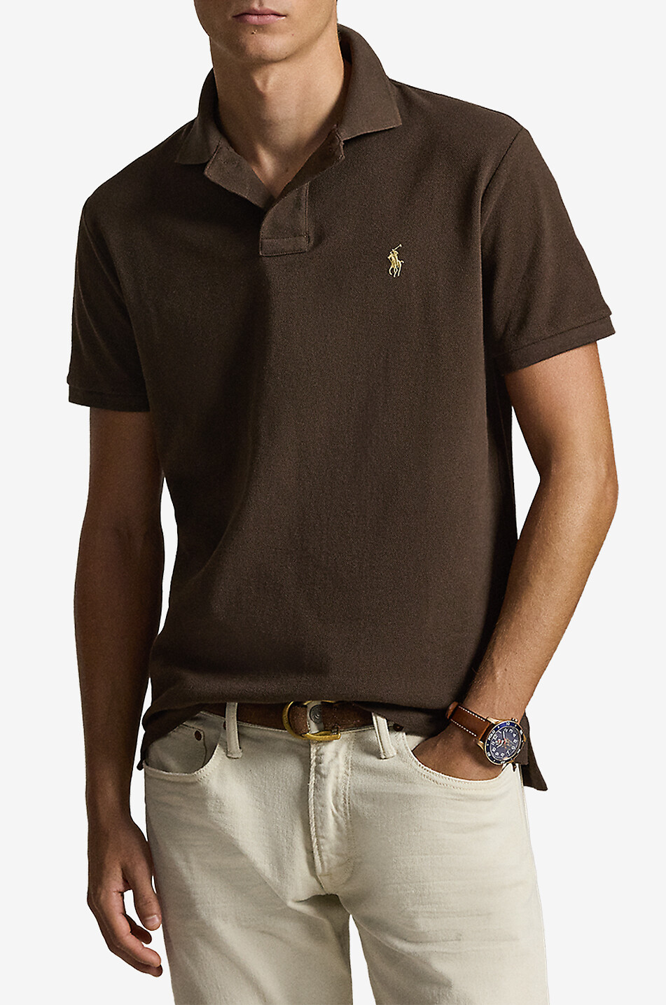 POLO RALPH LAUREN Polohemd aus Baumwollpiqué mit Pony-Stickerei Custom Slim Fit Herren BRAUN 2