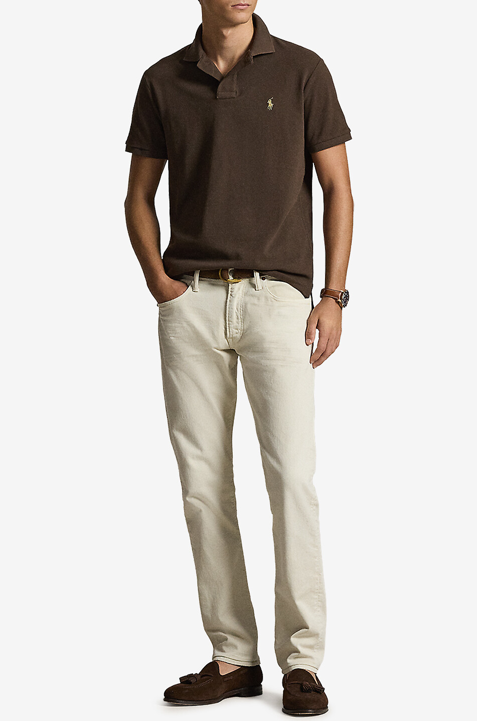 POLO RALPH LAUREN Polohemd aus Baumwollpiqué mit Pony-Stickerei Custom Slim Fit Herren BRAUN 4