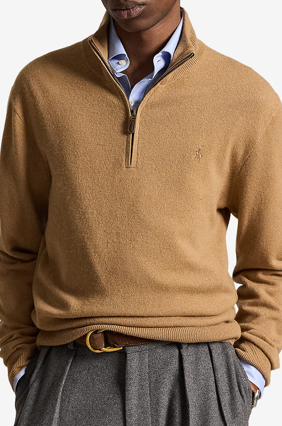 POLO RALPH LAUREN Pony half-zip stand-up collar wool jumper Men [akeneo-beigefonce] 2