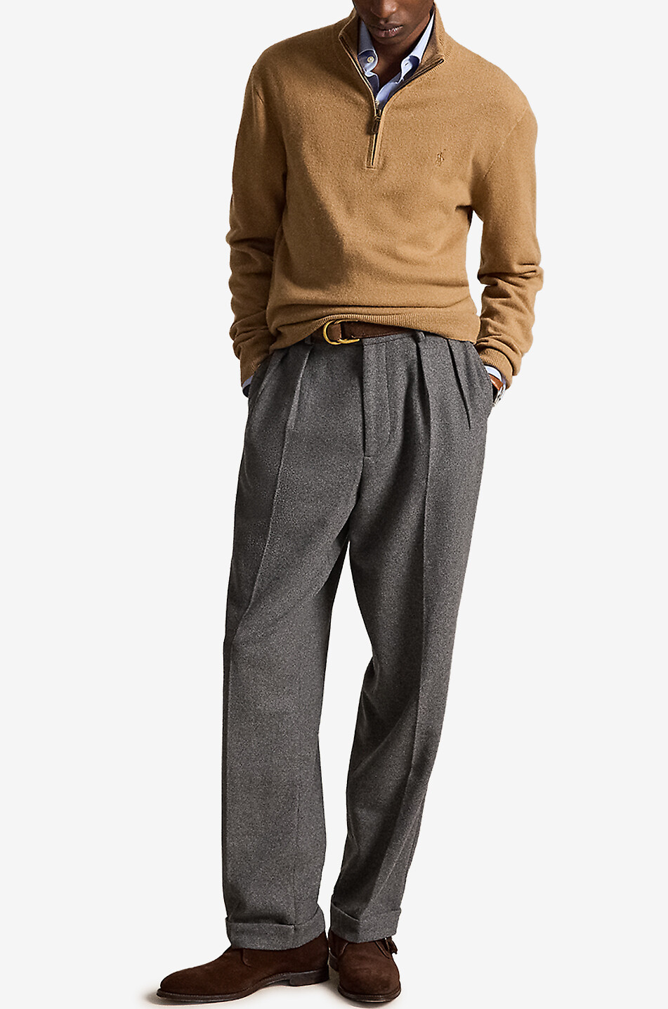 POLO RALPH LAUREN Pony half-zip stand-up collar wool jumper Men [akeneo-beigefonce] 4