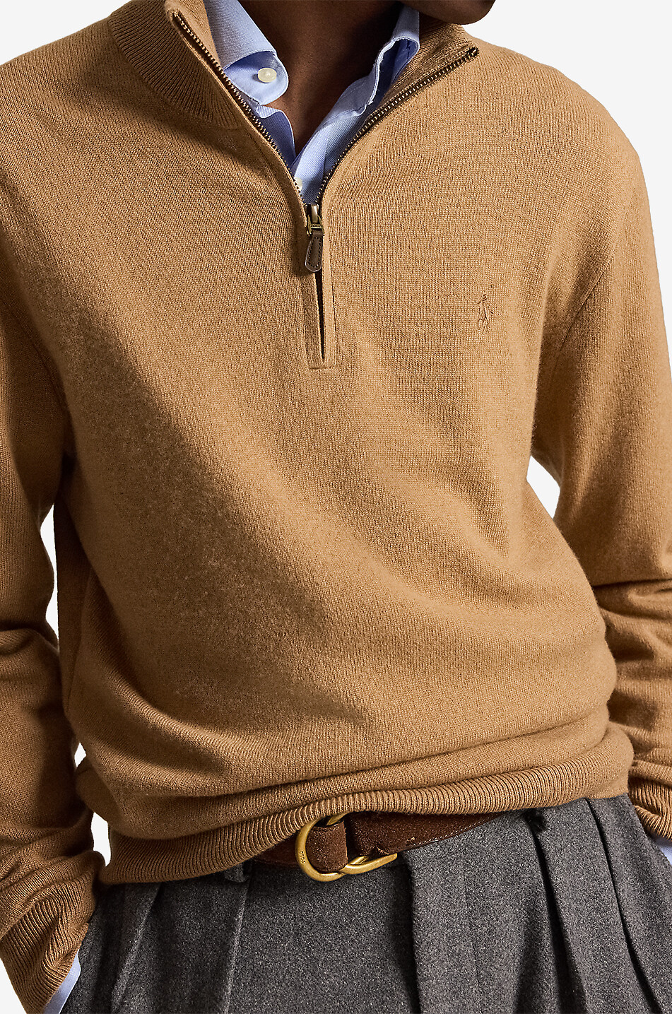 POLO RALPH LAUREN Pony half-zip stand-up collar wool jumper Men [akeneo-beigefonce] 5