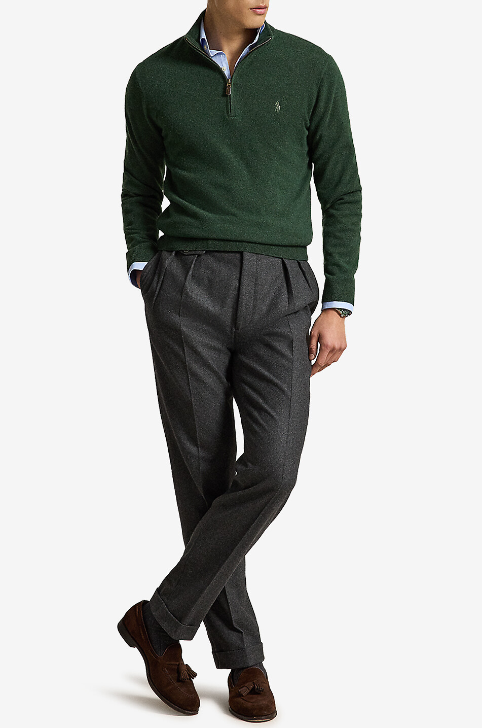 POLO RALPH LAUREN Pony half-zip stand-up collar wool jumper Men DARK GREEN 4