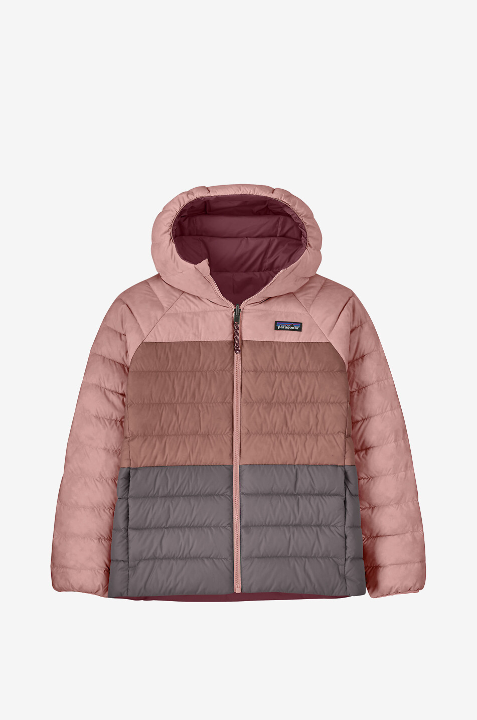 Patagonia フード付き中綿コート 2T ピンク Reversible hooded technical taffeta children's puffer jacket