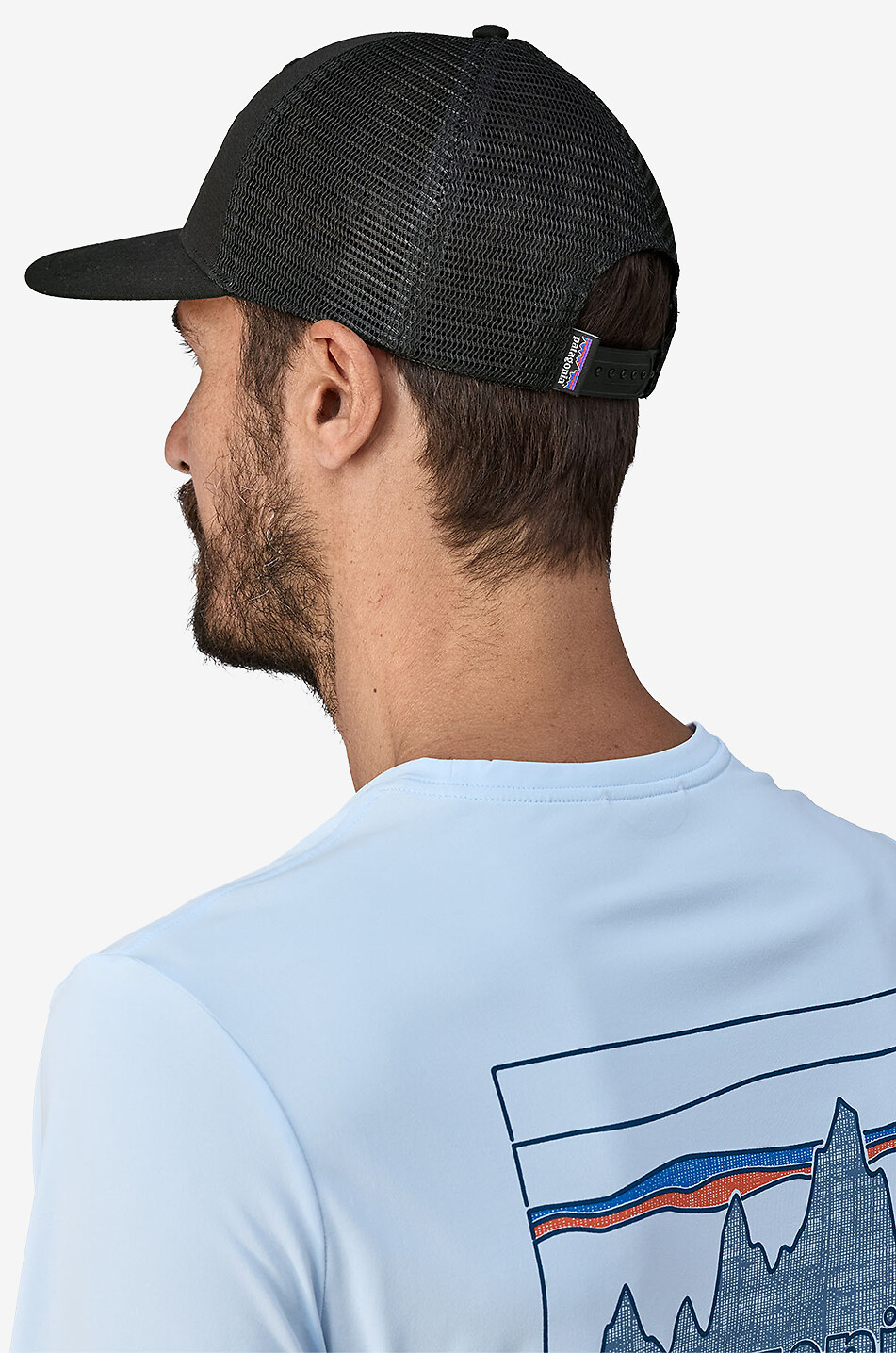 PATAGONIA P-6 Logo Trucker mesh and organic cotton baseball cap Men BLACK 4