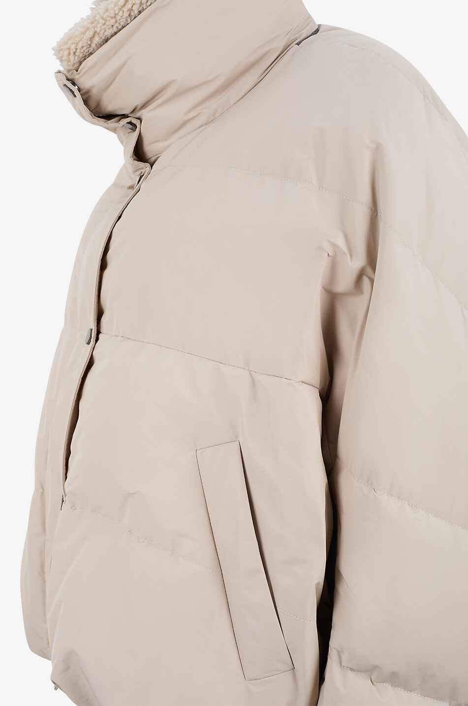 BRUNELLO CUCINELLI Kurze gesteppte Stehkragen-Daunenjacke aus Baumwolle Damen BEIGE 3