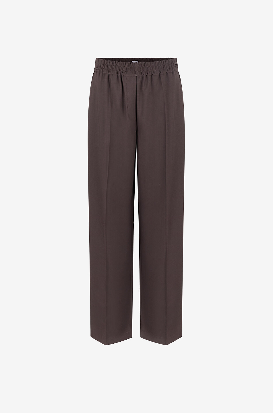 BRUNELLO CUCINELLI Wide-leg elasticated waistband trousers in blended virgin wool Women BROWN 1