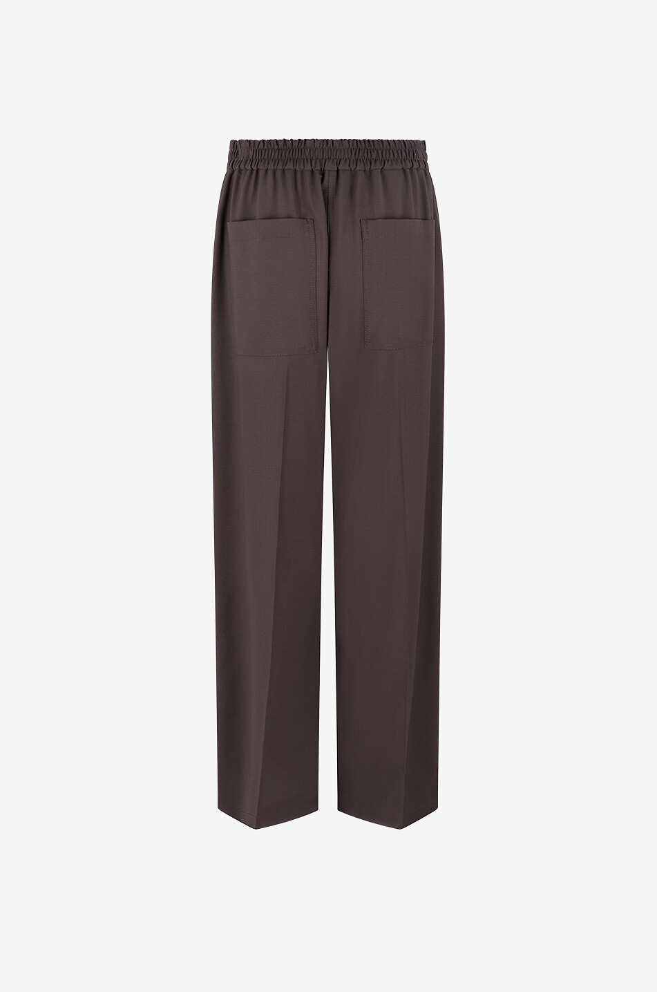 BRUNELLO CUCINELLI Wide-leg elasticated waistband trousers in blended virgin wool Women BROWN 2