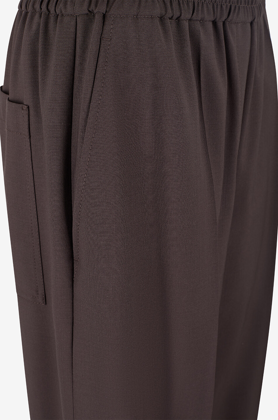 BRUNELLO CUCINELLI Wide-leg elasticated waistband trousers in blended virgin wool Women BROWN 3