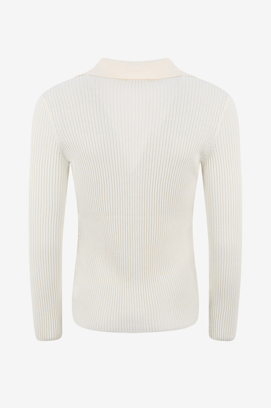 AKRIS PUNTO Rib knit short-sleeved sheath jumper with stand-up collar Women EGGSHELL 2