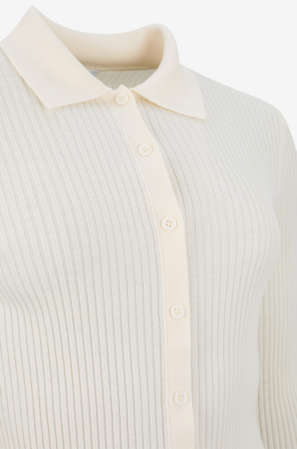 AKRIS PUNTO Rib knit short-sleeved sheath jumper with stand-up collar Women EGGSHELL 3