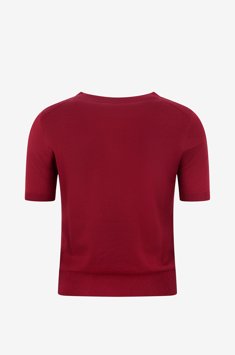 AKRIS PUNTO Kurzärmeliger Pullover mit Rundhalsausschnitt aus Schurwolle Damen DUNKELROT 2