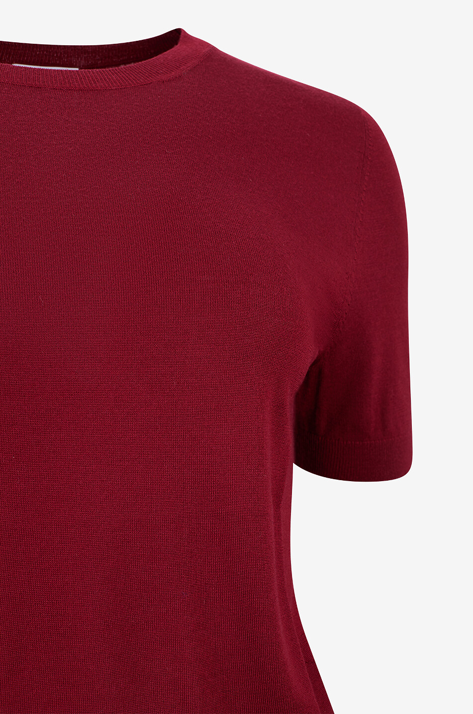 AKRIS PUNTO Kurzärmeliger Pullover mit Rundhalsausschnitt aus Schurwolle Damen DUNKELROT 3