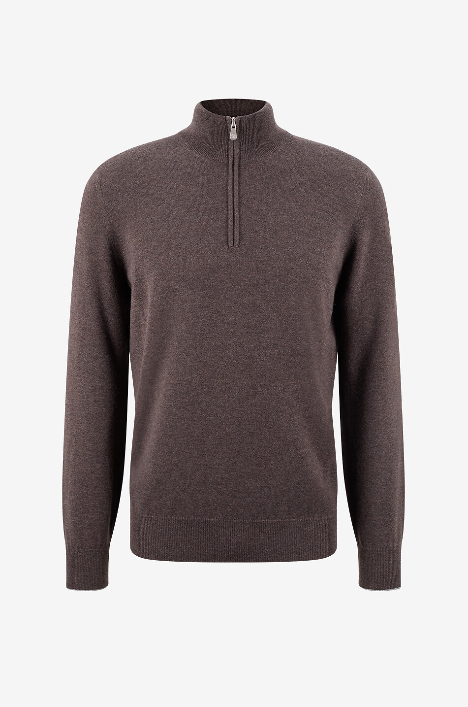 Cashmere jumper with half-zip stand-up collar