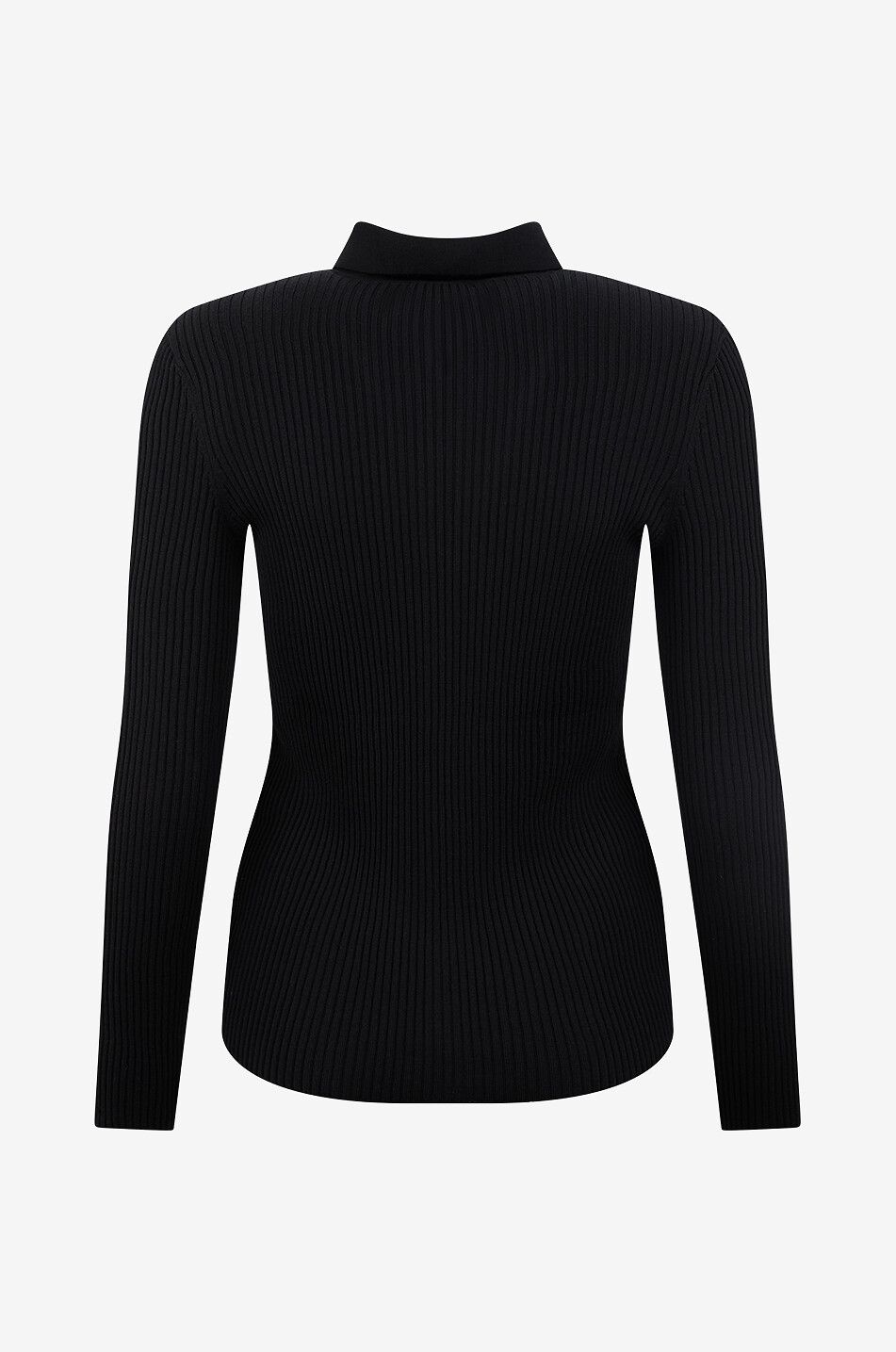 AKRIS PUNTO Rib knit short-sleeved sheath jumper with stand-up collar Women BLACK 2