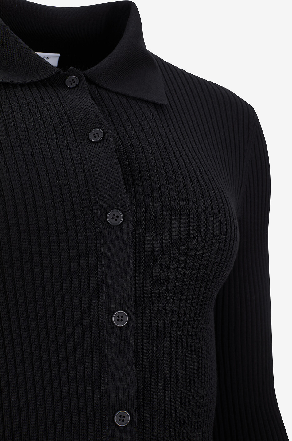 AKRIS PUNTO Rib knit short-sleeved sheath jumper with stand-up collar Women BLACK 3