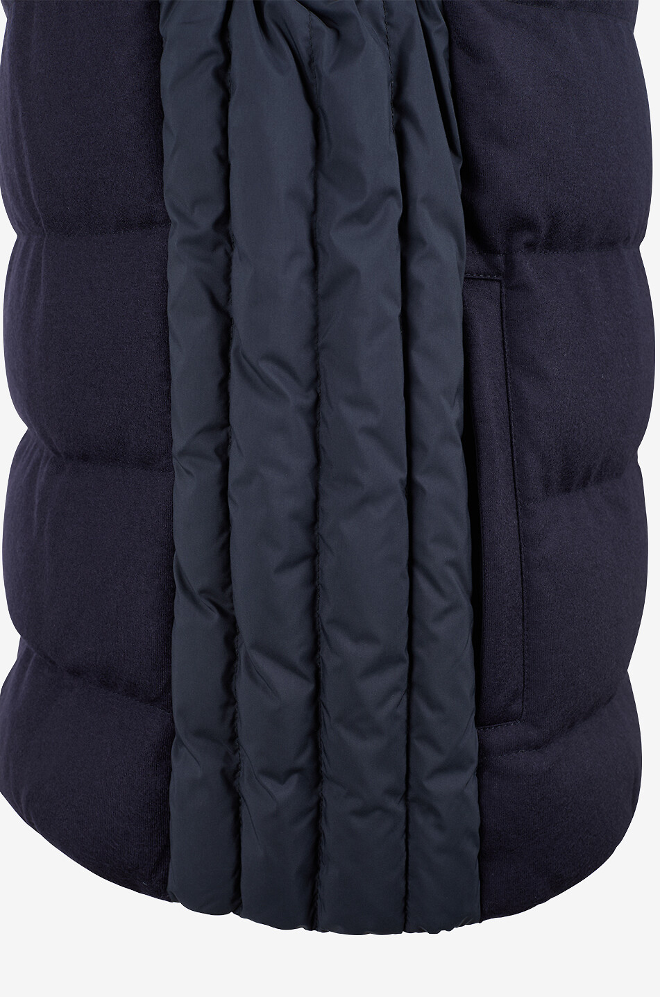 FEDELI Virgin wool sleeveless high-neck puffer jacket Men DARK BLUE 3