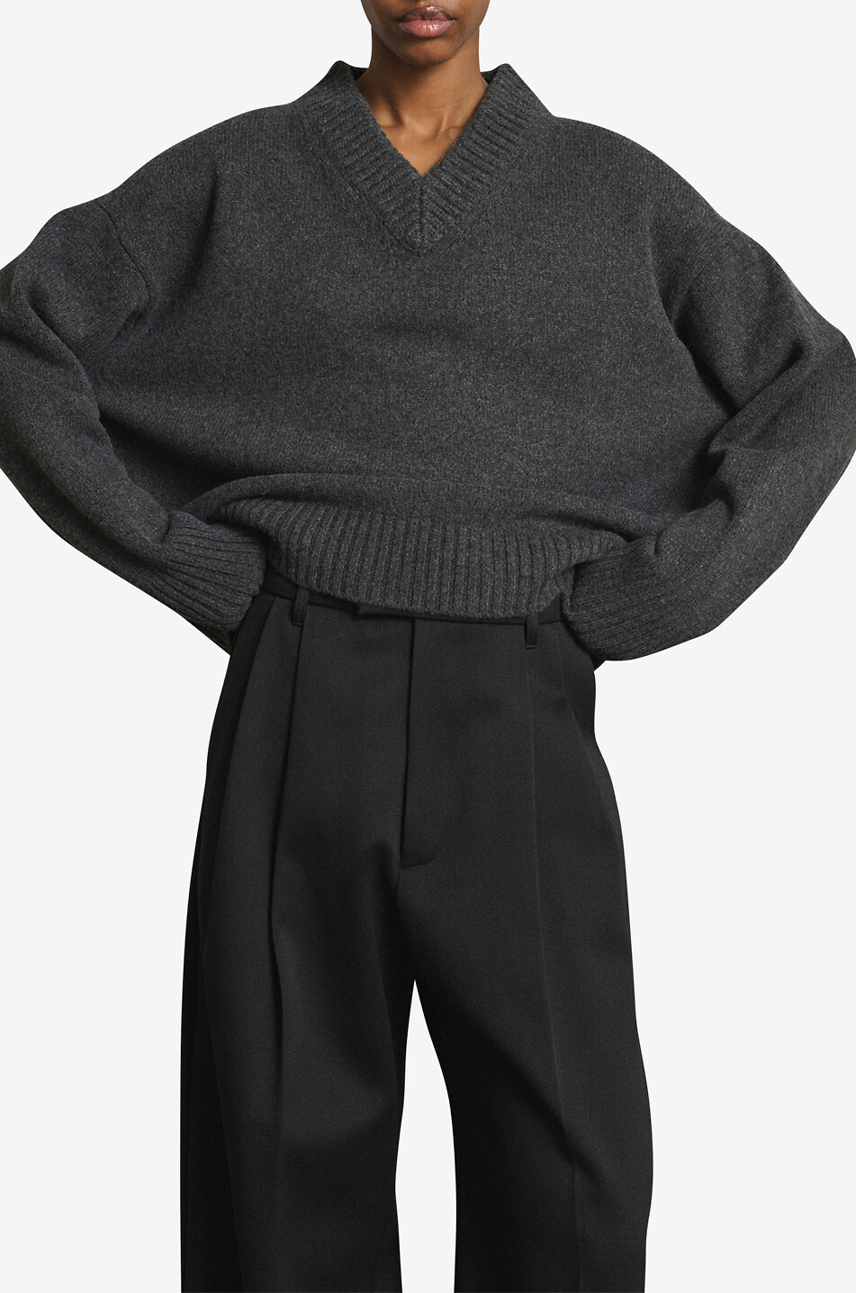 SOEUR Julie merino wool oversized V-neck jumper Women GREY 6