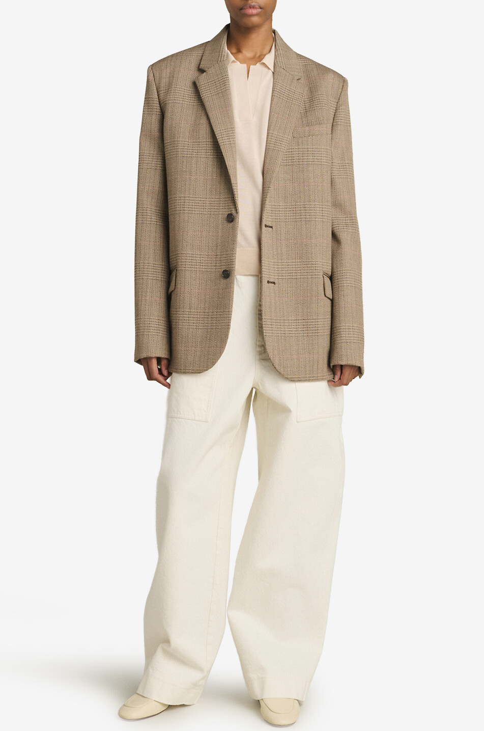 SOEUR Hermosa oversized checked cotton blazer Women LIGHT BROWN 2