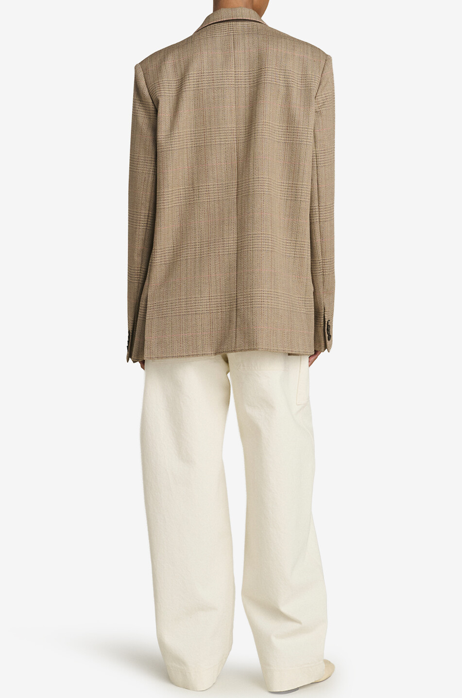 SOEUR Hermosa oversized checked cotton blazer Women LIGHT BROWN 3