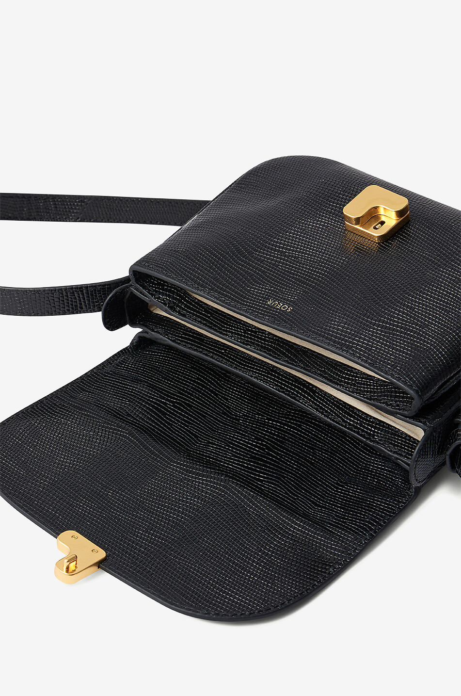 SOEUR Sac porté épaule en cuir de buffle Bellissima Mini Femme NOIR 4