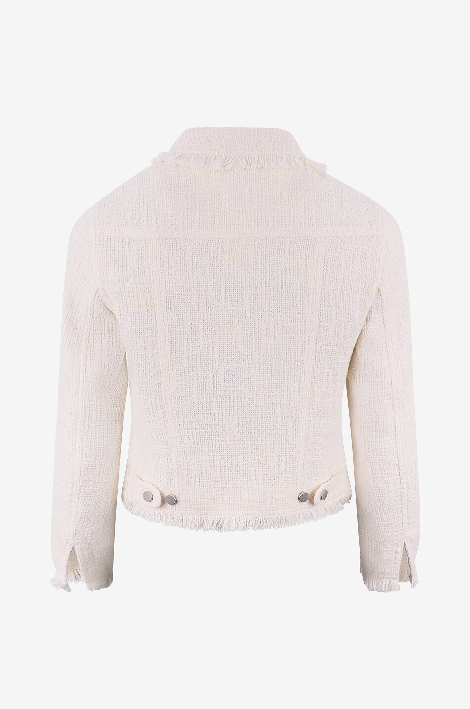 AKRIS PUNTO Short lightweight tweed jacket with frayed hems Women EGGSHELL 2