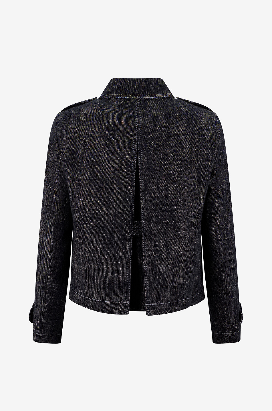 AKRIS PUNTO Cropped crossover lightweight denim jacket Women BLACK 2