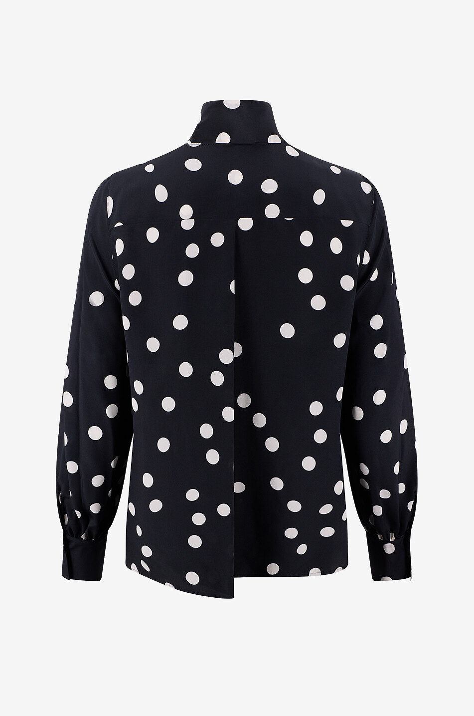 AKRIS PUNTO Polka dot printed puff sleeve silk blouse with necktie Women BLACK 2
