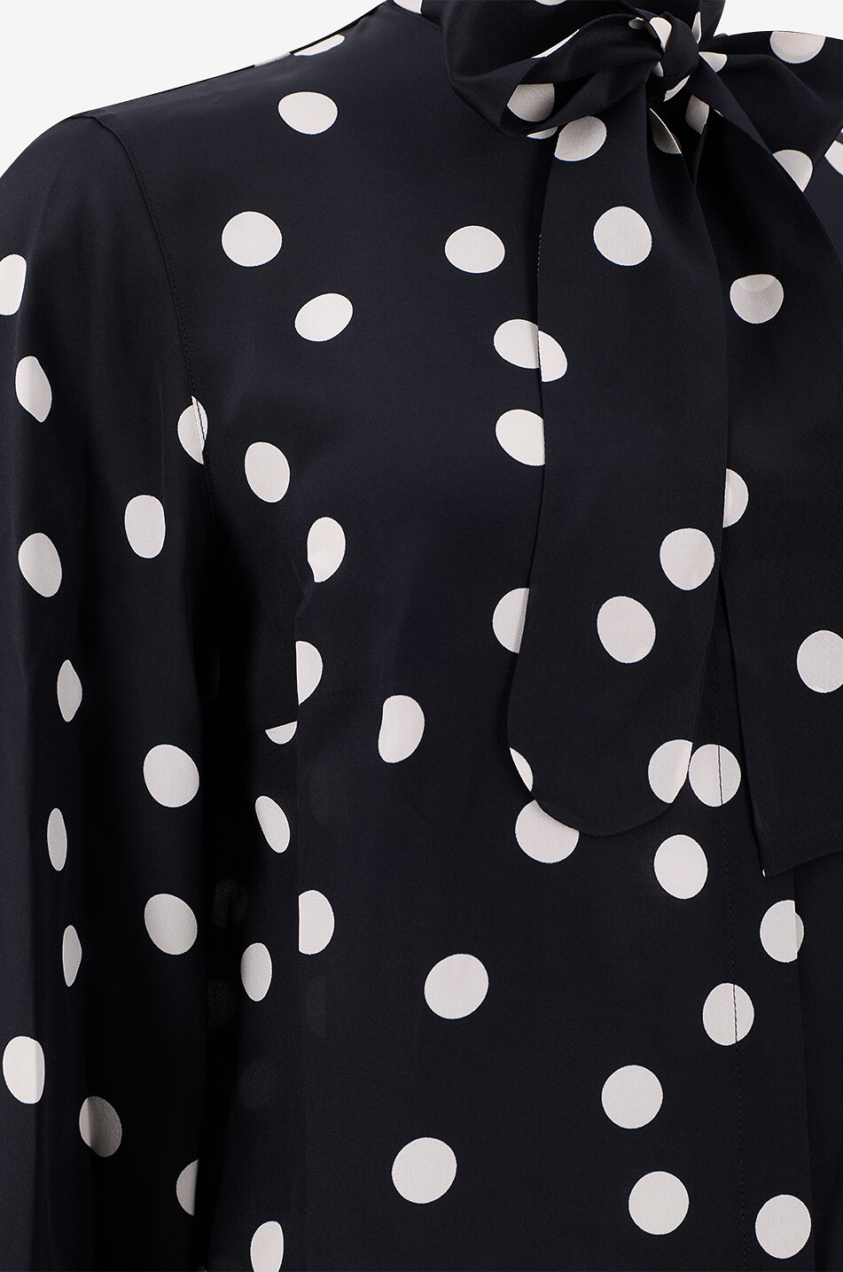 AKRIS PUNTO Polka dot printed puff sleeve silk blouse with necktie Women BLACK 3