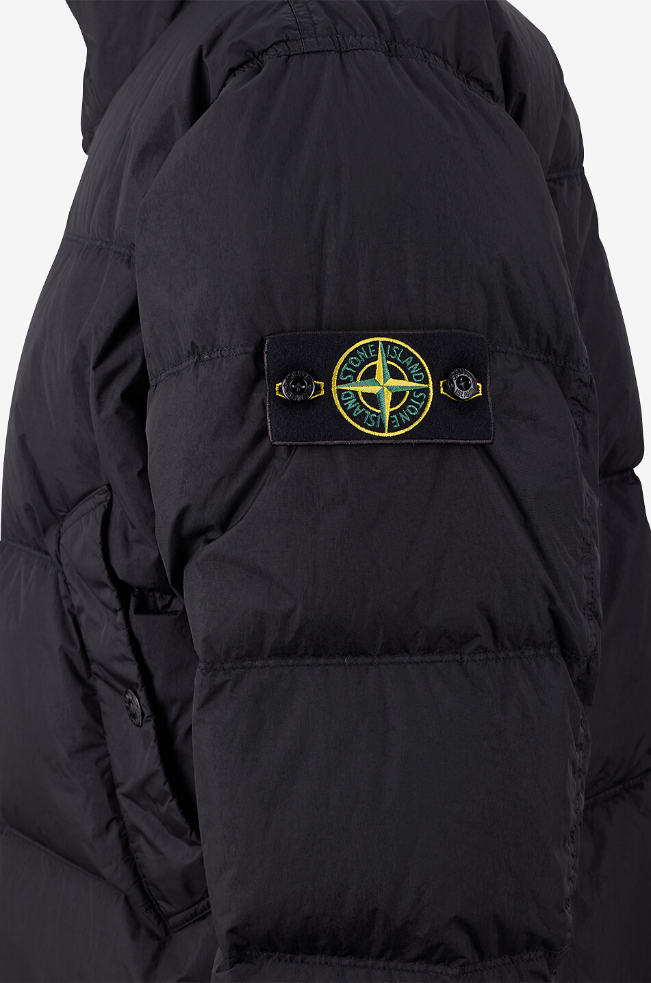 STONE ISLAND Kurze gesteppte Daunenjacke mit Stehkragen 4100109 Crinkle Reps NY Herren SCHWARZ 3
