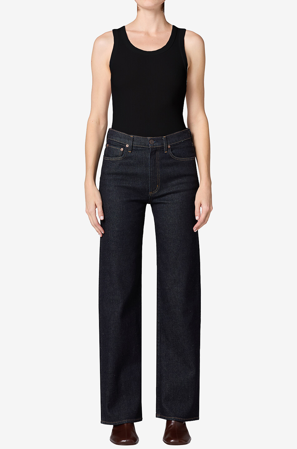 AGOLDE Harper cotton denim straight-leg jeans Women DARK BLUE 6