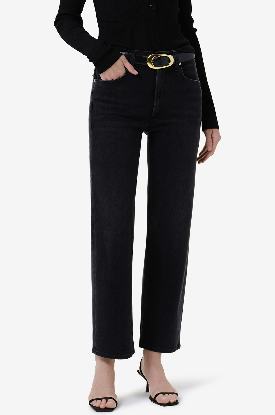 CITIZENS OF HUMANITY Palma straight-leg mixed denim jeans Women BLACK 4